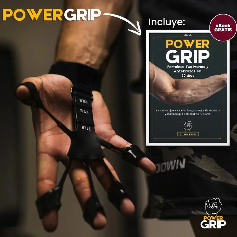 PowerGrip - Entrenador de fuerza (Oferta limitada: Pack de 2 unidades con diferente resistencias + correa ajustable + eBook GRATIS)